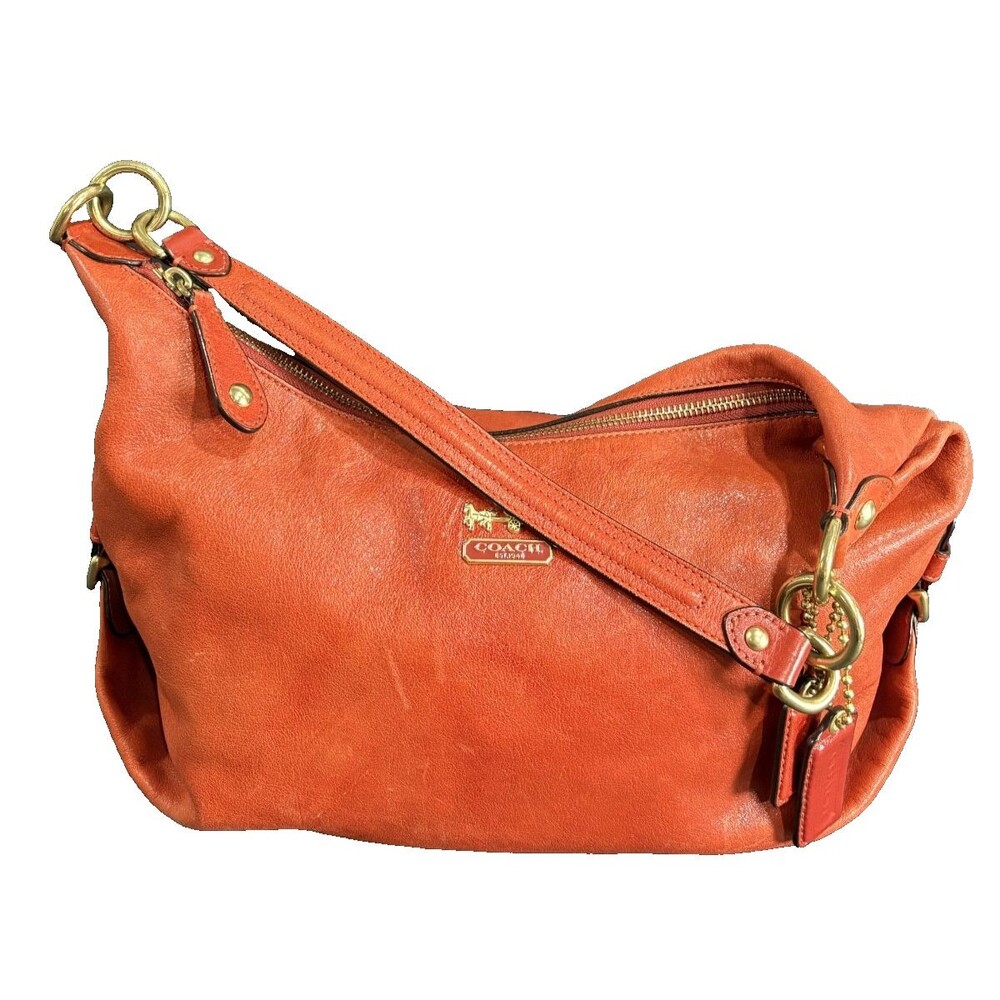 Coach Madison Women's High-quality Leather Hobo Shoulder Bag Burnt Orange - Picture 8 of 16